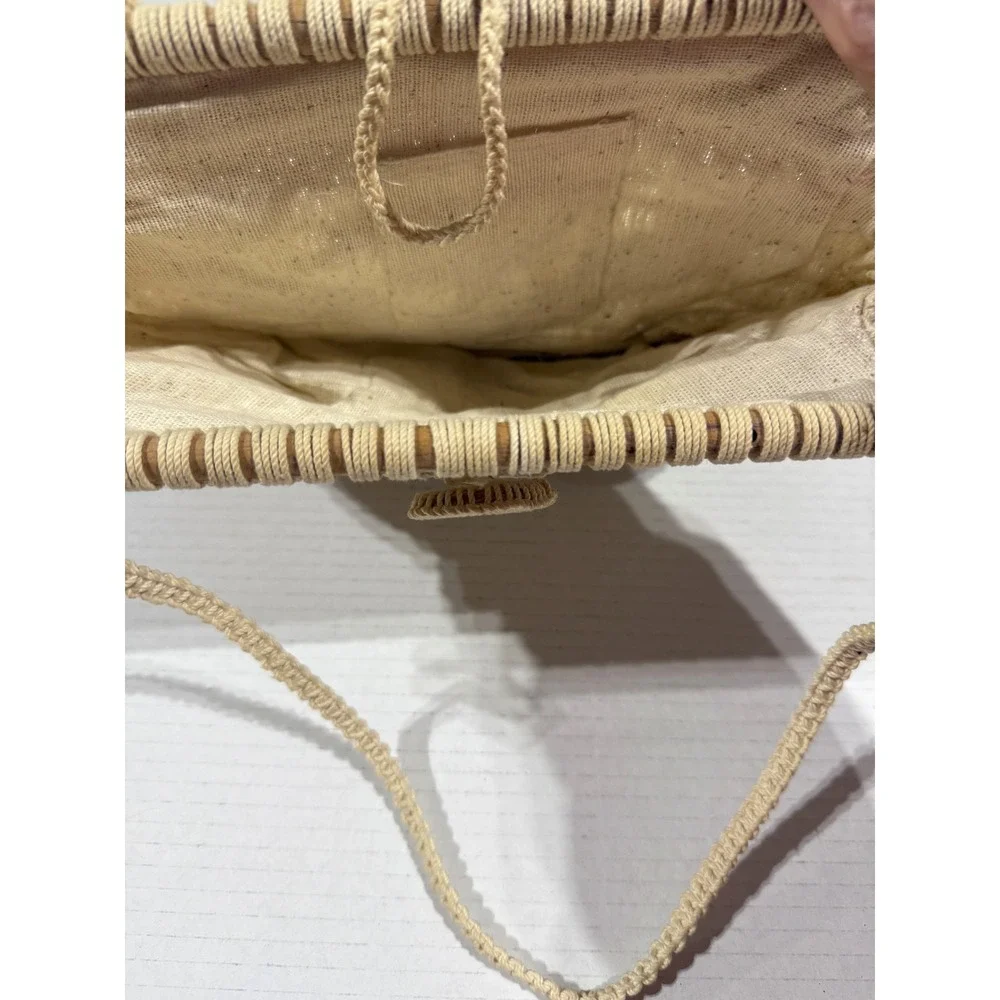 Vintage‎ Macrame Boho Hippie Purse - 1970's Handbag with Wood Detail